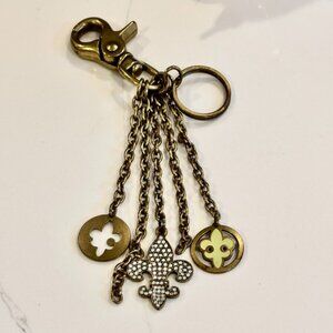 Vintage Kathy Van Zeeland FLEUR DE LIS Charm Keychain Fob signed Rare